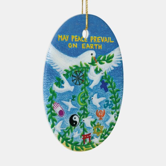 Kerstfeestdag - Wereldvrede Keramisch Ornament (Rechts)