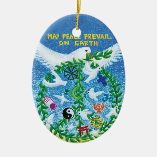 Kerstfeestdag - Wereldvrede Keramisch Ornament (Voorkant)