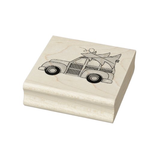 Kerstfeestdag — Whimsical Winter Car Rubberstempel (Stempel)