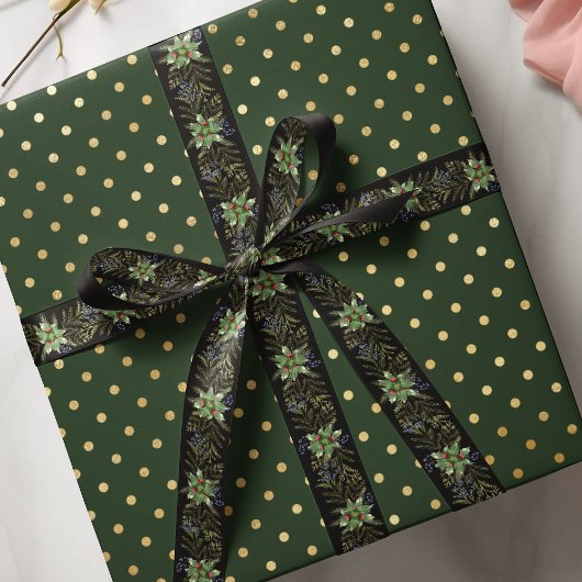 Kerstfeestdag winter botanische groen satijnen lint