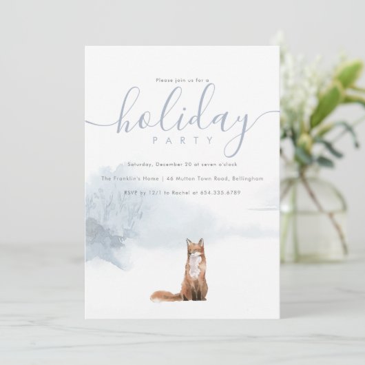 Kerstfeestdag winterbos Fox Kaart (Staand voorkant)