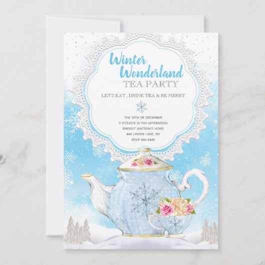 Kerstfeestdag winterfeest Tea Party Kaart (Voorkant)