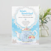 Kerstfeestdag winterfeest Tea Party Kaart (Staand voorkant)