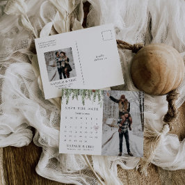 Kerstfeestdag winterfoto sparen de datum briefkaart