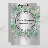 Kerstfeestdag wintermenu Silver Floral Menu (Voorkant / Achterkant)