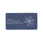 Kerstfeestdag Wintersnowflake Navy Blue Etiket (Voorkant)