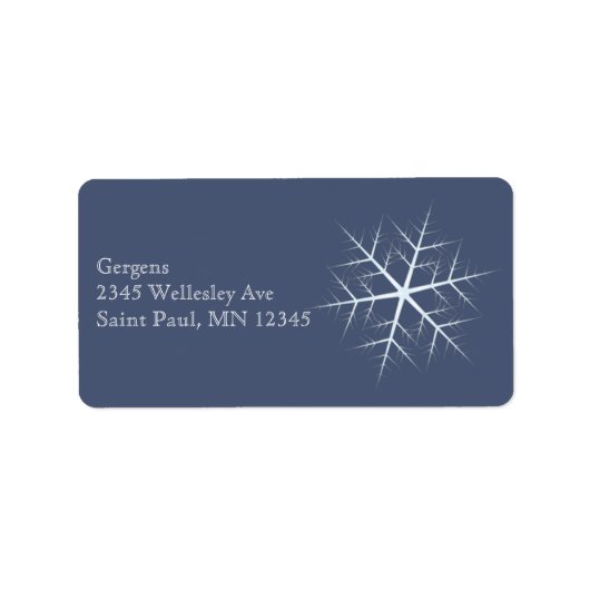 Kerstfeestdag Wintersnowflake Navy Blue Etiket (Voorkant)