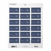 Kerstfeestdag Wintersnowflake Navy Blue Etiket (Full Sheet)