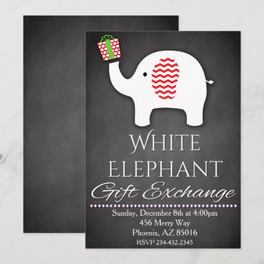 Kerstfeestdag witte olifant kaart (Voorkant / Achterkant)