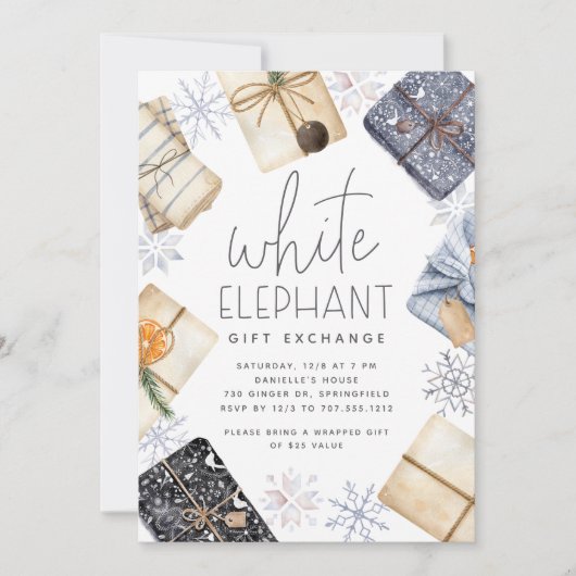 Kerstfeestdag witte olifant kaart (Voorkant)