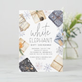 Kerstfeestdag witte olifant kaart (Staand voorkant)