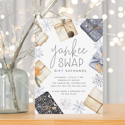Kerstfeestdag Yankee Swap Gift Exchange Party Kaart
