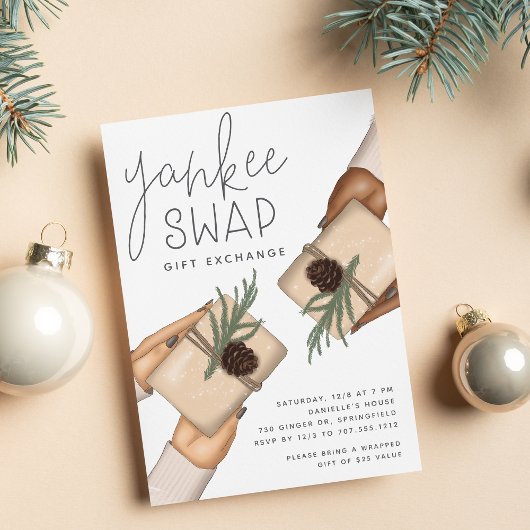 Kerstfeestdag Yankee Swap Gift Exchange Party Kaart