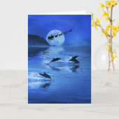 Kerstfeestdag, Zee met Dolphin en Santa Kaart (Gele Bloem)