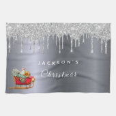 kerstfeestdag zilveren glitter theedoek (Horizontaal)