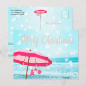 Kerstfeestdag - Zonnestrand - Umbrella Briefkaart (Voorkant / Achterkant)