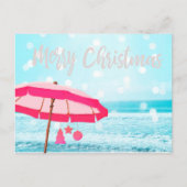 Kerstfeestdag - Zonnestrand - Umbrella Briefkaart (Voorkant)
