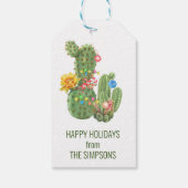 Kerstfeestdag - Zuidwestelijke Waterverf Cactus Cadeaulabel (Achterkant)