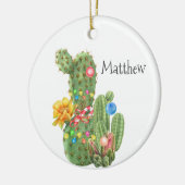 Kerstfeestdag - Zuidwestelijke Waterverf Cactus Keramisch Ornament (Links)
