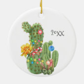 Kerstfeestdag - Zuidwestelijke Waterverf Cactus Keramisch Ornament (Achterkant)
