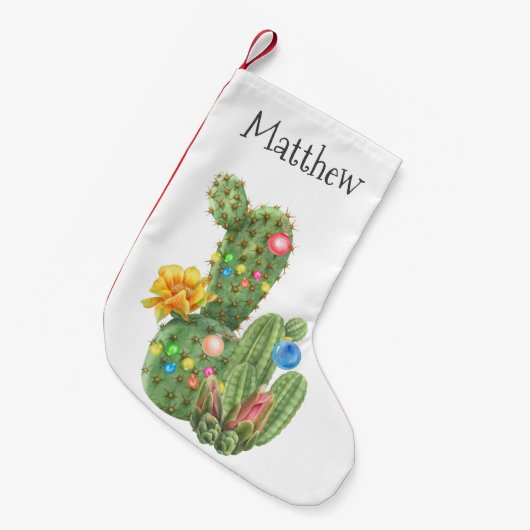 Kerstfeestdag - Zuidwestelijke Waterverf Cactus Kleine Kerstsok (Voorkant (Hangend))