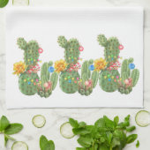 Kerstfeestdag - Zuidwestelijke Waterverf Cactus Theedoek (Gevouwen)