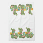 Kerstfeestdag - Zuidwestelijke Waterverf Cactus Theedoek (Verticaal)