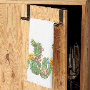 Kerstfeestdag - Zuidwestelijke Waterverf Cactus Theedoek