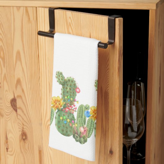 Kerstfeestdag - Zuidwestelijke Waterverf Cactus Theedoek (Derde Gevouwen)