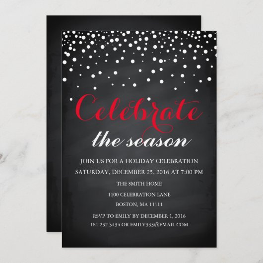 Kerstfeestdag Zwarte Chalkboardfamilie Kaart (Voorkant / Achterkant)