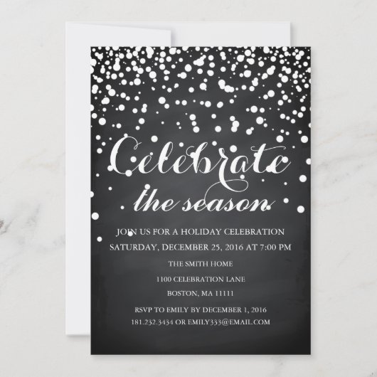 Kerstfeestdag Zwarte Chalkboardfamilie Kaart (Voorkant)