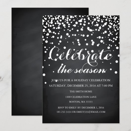 Kerstfeestdag Zwarte Chalkboardfamilie Kaart (Voorkant / Achterkant)