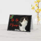 Kerstfeestdag zwarte witte fluitje Kitten Kaart (Gele Bloem)