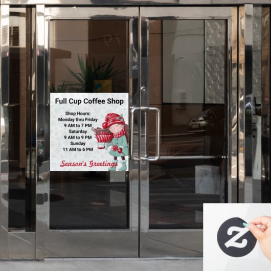 Kerstfeestdagen - Aangepaste tekst voor winkeluren Raamsticker (Kantoordeur)