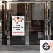 Kerstfeestdagen - Aangepaste tekst voor winkeluren Raamsticker (Kantoordeur)