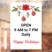 Kerstfeestdagen - Aangepaste tekst voor winkeluren Raamsticker (Vel 2)