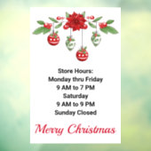 Kerstfeestdagen - Aangepaste tekst voor winkeluren Raamsticker (Vel 3)