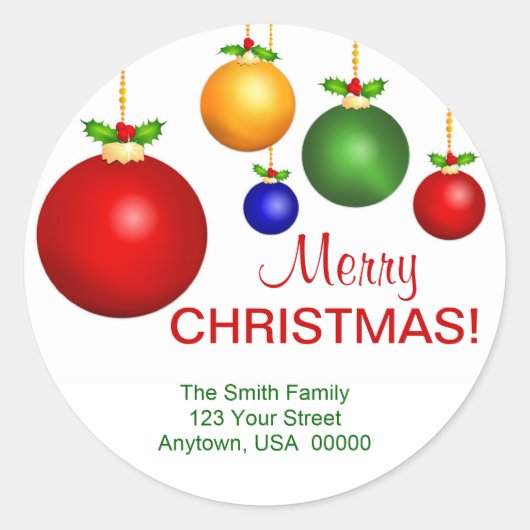 kerstfeestdagen Adresetiketten Ronde Sticker (Voorkant)