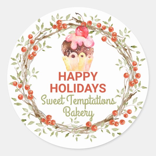 Kerstfeestdagen bakzegels ronde sticker (Voorkant)