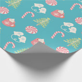 Kerstfeestdagen Blauwgroen Cadeaupapier (Hoek)