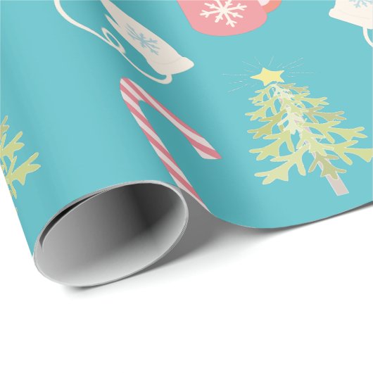 Kerstfeestdagen Blauwgroen Cadeaupapier (Rol Hoek)