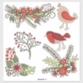 kerstfeestdagen bloemen sticker (Vel)