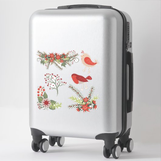 kerstfeestdagen bloemen sticker (Koffer)