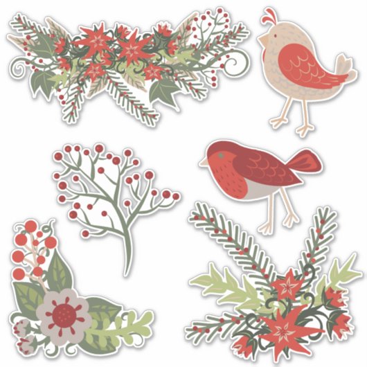 kerstfeestdagen bloemen sticker (Voorkant)