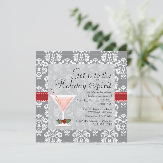 kerstfeestdagen cocktailparty uitnodigingen (Staand voorkant)