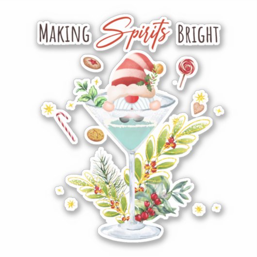 KerstFeestdagen Cocktails die gedistilleerde drank Sticker (Voorkant)