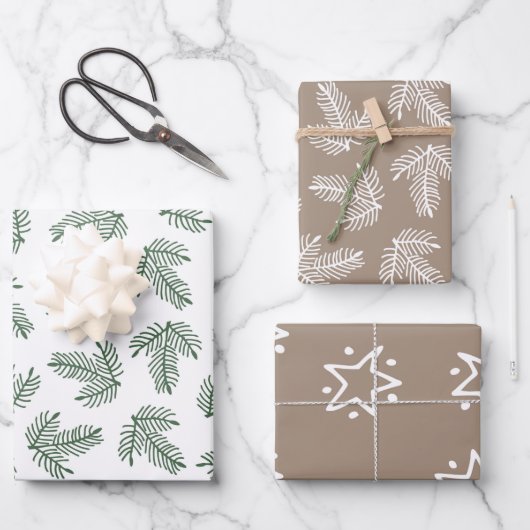 Kerstfeestdagen en kerstbomen inpakpapier vel (Voorkant)