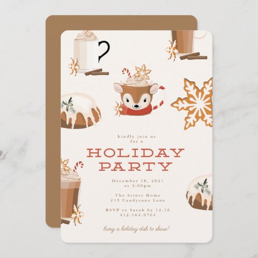 Kerstfeestdagen en koekjes kaart (Voorkant / Achterkant)