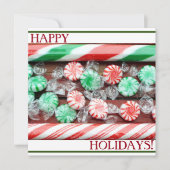 kerstfeestdagen feestsnoepjes en harde snoepjes feestdagenkaart (Voorkant)