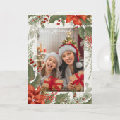 kerstFeestdagen Floral Lijst Fotovakkaart Kaart (Voorkant)